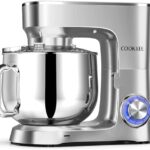 COOKLEE Stand Mixer, 9.5 Qt. 660W 10-Speed Electric Kitchen Mixer with Dishwasher-Safe Dough Hooks, Flat Beaters, Wire Whip & Pouring Shield Attachments for Most Home Cooks, SM-1551, Silver