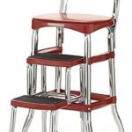 COSCO Stylaire Retro Chair + Step Stool with Pull-Out Steps, Red