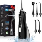 COSLUS Water Teeth Flosser Picks: 300ML Cordless Electric Water Irrigador Flossing Rechargeabl Tooth Pick For Stains Remover Gums Care IPX7 Waterproof Portable Travel Floss Set for Teeth