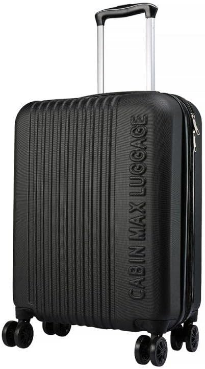 Cabin Max Velocity 40L Trolley 55x40x20cm (22x16x8) Expandable Suitcase 4 Wheel Luggage Cabin Bag Suitable for Ryanair, Easyjet, Jet 2 Paid Carry On (Black)