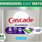 Cascade Dishwasher Detergent Pods, Platinum ActionPacs + Oxi, Fresh Scent, 60 Count