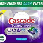 Cascade Dishwasher Detergent Pods, Platinum Plus ActionPacs, Fresh Scent, 46 Count