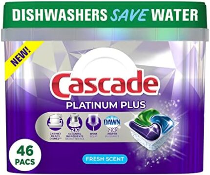 Cascade Dishwasher Detergent Pods, Platinum Plus ActionPacs, Fresh Scent, 46 Count