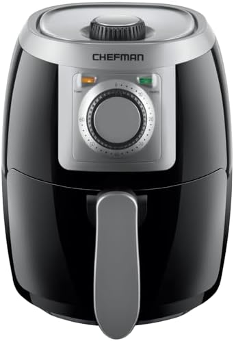 Chefman TurboFry 2-Quart Air Fryer, Personal Compact Healthy Fryer w/ Adjustable Temperature Control, 60 Minute Timer and Dishwasher Safe Basket, Black