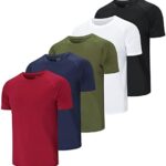 Cimic Men's 5 Pack Workout Shirts Quick Dry Fit Short-Sleeve Gym T-Shirts Tops for Athletic, Sports, Running