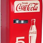 Coca-Cola Retro 18 Can Mini Fridge w/ 12V DC and 110V AC Cords, 22L (23 qt), Portable Cooler, Red, Travel Fridge for Drinks, Snacks, Lunch, Home, Office, Dorm Room, RV