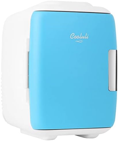 Cooluli Mini Fridge Electric Cooler and Warmer (4 Liter / 6 Can): AC/DC Portable Thermoelectric System w/Exclusive On the Go USB Power Bank Option (Blue)