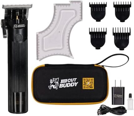 Cordless Trimmer + 4 Guards + Shaping Tool | Great for Beginners & Men Shaping & Edging Hairline + Beard | Trim Buddy