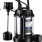 DEKOPRO 1HP Sump Pump, 5400GPH Submersible Cast Iron and Stainless Steel Sump Pump with Integrated Vertical Float Switch