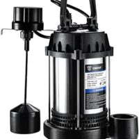 DEKOPRO 1HP Sump Pump, 5400GPH Submersible Cast Iron and Stainless Steel Sump Pump with Integrated Vertical Float Switch