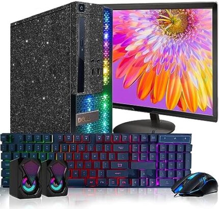 DELL RGB Treasure Box Black Gaming PC, Intel Quad Core I5 up to 3.6GHz, RX 550 4G, 16GB, 512G SSD, New 22/in 1080 FHD LED, RGB Keyboard & Mouse & Speaker, 600M WiFi & Bluetooth 5.0, W10P64 (Renewed)