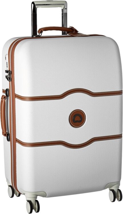 DELSEY Paris Chatelet Hardside Luggage with Spinner Wheels, Champagne White, Checked-Medium 24 Inch, with Brake, Chatelet Hardside Luggage with Spinner Wheels