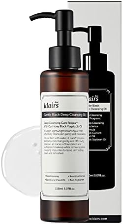 Dear, Klairs Gentle Black Deep Cleansing Oil 150ml, Natural oil makeup remover for sensitive skin from black bean, Double cleanser to emulsify blackheads, hydrating, cleansing oil korean (5.07oz)