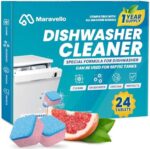 Dishwasher Cleaner and Deodorizer 28 Tablets: Maravello Dish Washer Machine Deep Clean Descaler Pods for Cleaning Heavy Duty Grease, Limescale, Hard Water, Calcium and Odor Removal - Septic Tank Safe