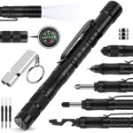 ERKOON Survival Multi-Tool Pen, Pocket Multitools Pen with Screwdriver, Stylus Compass, Bottle Opener, Flashlight, Whistles, Gifts for Husband Father and Boyfriend Christmas gift