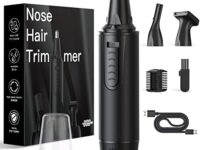 Ear and Nose Hair Trimmer-Rechargeable Nose Trimmer for Men and Women-2024 Professional Painless Nose Clipper Eyebrow & Facial Hair Trimmer-IPX7 Waterproof Dual Edge Blades for Easy Cleansing-Black