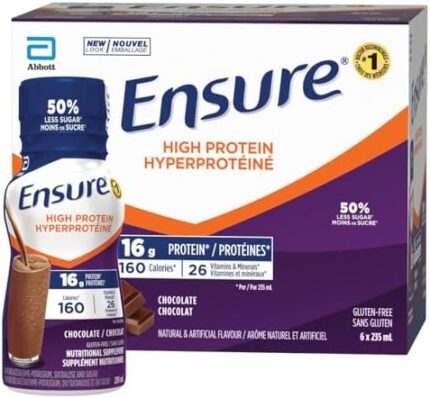 Ensure High Protein 16 g, Nutritional Supplement Protein Shakes, Ready To Drink, Chocolate, 6 x 235-mL Bottles