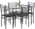 FDW Dining Table Set Kitchen Table and Chairs for 4 Kitchen Table Dining Room Table Set Home Furniture Rectangular Modern Chairs with Metal Legs for Breakfast Nook Kitchen Dining Room (Glass)