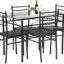 FDW Dining Table Set Kitchen Table and Chairs for 4 Kitchen Table Dining Room Table Set Home Furniture Rectangular Modern Chairs with Metal Legs for Breakfast Nook Kitchen Dining Room (Glass)