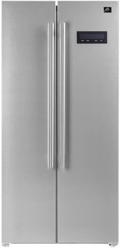 FORNO Salerno 33" Inch W. Side-by-side Refrigerator and Freezer with 15.6 Cu.Ft. Total Capacity - Stainless Steel Freestanding Fridge with LED Display, Vacation mode and Child Safety Lock.