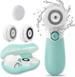 Facial Cleansing Brush Electric Facial Exfoliating Massage Brush with 3 Cleanser Heads and 2 Speeds Adjustable for Deep Cleaning, Removing Blackhead, Face Massaging