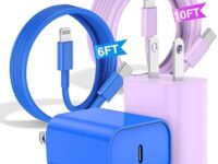 Fashia iPhone Charger Fast Charging[6FT+10FT], Apple Charger with Long USB C to Lightning Cable for iPhone 14/13/12 Pro Max,20W USB C Charger Block and Chargeur iPhone Fast Charing Cord(Blue+Purple)