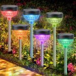 Fohil 4 Pack Solar Pathway Lights, 11 Modes Solar Garden lights IP65 Waterproof, LED Solar Outdoor Lights Decorative Landscape Lighting for Patio Yard Walkway Driveway Lawn