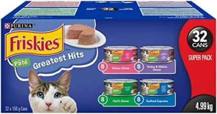 Friskies Greatest Hits Wet Cat Food, Pate Variety Pack 4 Flavours - 156 g Can (32 Pack)