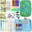 Fruit Scented Markers Set,59 pcs Dinosaur Theme Pencil Case Art Coloring Drawing Kits,Gifts For Boys Stationary Set Pencil,Crayon&Markers Stuff,Birthday Gifts Toys for Boys Gifts (Dinosaur Theme)