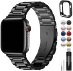 Fullmosa Compatible For Apple Watch Band 49mm 45mm 44mm 42mm 41mm 40mm 38mm, Stainless Steel iWatch Band with Case For Apple Watch Ultra 2 Ultra Series 9 8 7 6 5 4 3 2 1 & iWatch SE and SE 2