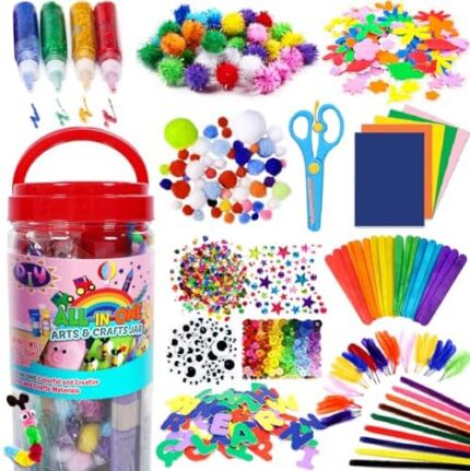 FunzBo Arts and Crafts Supplies for Kids Craft Art Supply Kit for Toddlers Age 4 5 6 7 8 9 All in One D.I.Y. Crafting School Kindergarten Homeschool Supplies Arts Set Crafts for Kids