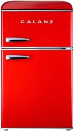 Galanz Retro Compact Mini Fridge with Freezer, 2-Door, Energy Efficient, Small Refrigerator for Dorm, Office, Bedroom, 3.1 Cu.Ft, Red