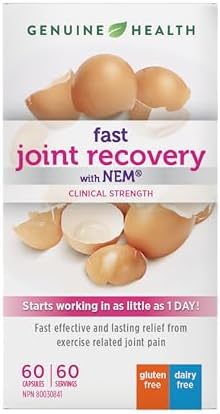 Genuine Health Fast Joint Recovery, 60 vegetarian capsules, Natural Eggshell Membrane, Natural joint pain and inflammation relief as little as 1 day, Dairy, soy & gluten-free