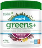 Genuine Health Greens+ Multivitamin Superfood powder, Mixed Fruit Flavour, 30 servings, Vitamin, mineral and superfood support to nourish and energize your body, Dairy and gluten-free