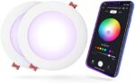 Globe Electric 50069 Wi-Fi Smart 6" Ultra Slim LED Recessed Lighting Kit 2-Pack, No Hub Required, Voice Activated, 12 W, Multicolor Changing RGB, Tunable White 2000K - 5000K, 800 Lumens, Wet Rated