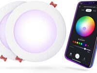 Globe Electric 50069 Wi-Fi Smart 6" Ultra Slim LED Recessed Lighting Kit 2-Pack, No Hub Required, Voice Activated, 12 W, Multicolor Changing RGB, Tunable White 2000K - 5000K, 800 Lumens, Wet Rated