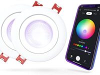 Globe Electric 50467 Wi-Fi Smart 4" Swivel LED Recessed Lighting Kit 2-Pack, No Hub Required, Voice Activated, 9 W, Multicolor Changing RGB, Tunable White 2000K - 5000K, 540 Lumens, Wet Rated