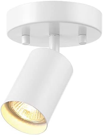 Globe Electric 57499 1-Light Track Lighting Spotlight, Matte White, Track Light Heads, Track Lighting, Track Ceiling Light, Track Lighting Kit, Modern, 1 Bulb Kitchen Light, Ceiling Light Fixture