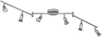 Globe Electric 59351 6-Light Foldable Track Lighting, Matte Silver, Foldable Track Lighting, 6 Bulb Kitchen Light, Track Light Heads, Track Lighting Kit, Ceiling Light Fixture, Track Ceiling Light