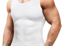 Gotoly Men Compression Shirt Slimming Shapewear Undershirt Body Shaper Vest Abs Workout Hide Chest Tank Top