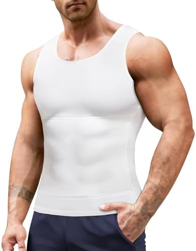 Gotoly Men Compression Shirt Slimming Shapewear Undershirt Body Shaper Vest Abs Workout Hide Chest Tank Top