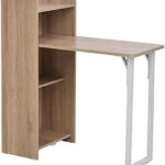 HOMCOM 2 in 1 Storage Cabinet & Dining Table 4-Tier Shelf w/Drop Leaf Tabletop, Anti-toppling Design