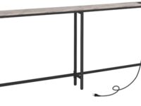 HOOBRO 15 cm Skinny Console Table with Charging Station, 180 cm Narrow Sofa Table with Power Outlets, Long Behind Couch Table, Slim Entryway Table for Hallway, Living Room, Greige BG185UXG01