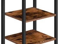 HOOBRO End Table, Nightstands with 3-Layer Storage Shelves, Side Table for Small Spaces, Living Room, Entryway, Farmhouse Industrial Style, Stable Frame, Easy Assembly, Rustic Brown BF13BZP101