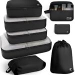 HOTOR Packing Cubes - 8 Pieces, Light Packing Cubes Travel Organizer, Premium Luggage Organizer Set, Space-Saving Travel Organizer for Suitcase, Travel Accessories and Essentials, Black