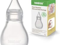 Haakaa Silicone Baby Nasal Aspirator | Easy-Squeeze Nose Bulb Syringe | Baby Nose Cleaner , 0m+ Newborn Infant &Toddler - BPA Free Silicone