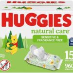 Huggies Natural Care Sensitive Baby Wipes, Unscented, Hypoallergenic, 99% Purified Water, 15 Flip-Top Packs (960 Wipes Total)