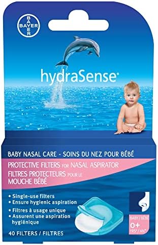 HydraSense Protective Filters for Nasal Aspirator, Baby Nasal Care, Single-Use, 40 Count (Aumdie)