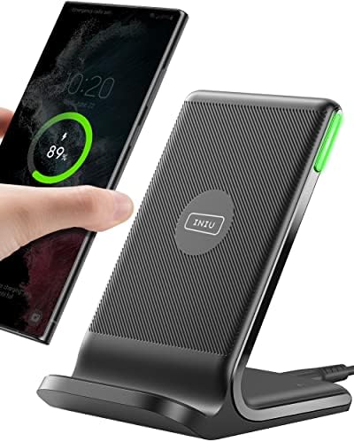 INIU Wireless Charger, 15W Qi Certified Fast Wireless Charging Stand with Sleep-Friendly Adaptive Light for iPhone 15 14 13 12 11 Pro Max Plus Samsung Galaxy S23 S22 Ultra S21 S20 Note 20 Google etc