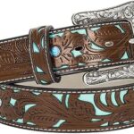 INOGIH Adjustable-Vintage-Western-Cowboy-Belt Women Men - Cowboy-Style Engraved-Buckle Belt for Jeans Pants Dresses